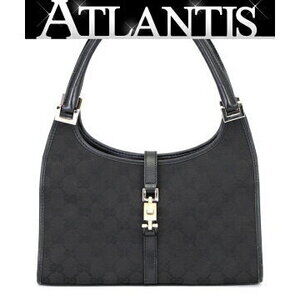 Gucci Jackie Handbag Black Canvas Leather